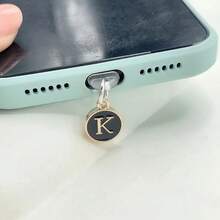 1个双面黑色26字母防尘手机塞/英文字母姓名首字母充电挂件/读卡器/兼容Type-C/Lightning（5-14）接口/情侣防尘塞 - 黑色 - 查看 40