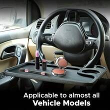 1pc 2-In-1 Car Steering Wheel Tray Desk, Desktop Organizer Holder (Includes Laptop Tray And Cup Holder), High-Strength ABS Structure, Fits Sedan, Truck, SUV - Multifunctional For Office, Reading, In-Car Organization, Minimalist And Elegant Design, Sturdy Structure - A - View 5