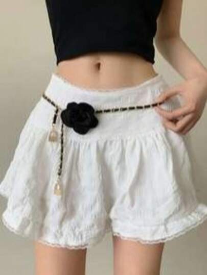 女士优雅花卉装饰腰带，百搭配饰，可搭配连衣裙、牛仔裤，适合夏季日常穿着、秋季返校季、万圣节等场合。