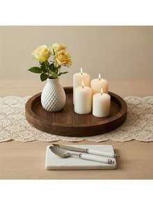 一套乡村风家居装饰：干花花瓶+香薰蜡烛+迷你盆栽，农舍风格客厅卧室茶几装饰：白色花瓶搭配干花、香薰蜡烛和仿真绿植，置于木托盘上，适合北欧风格家居装饰和送礼。 - 棕色 - 查看 4