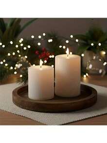 一套乡村风家居装饰：干花花瓶+香薰蜡烛+迷你盆栽，农舍风格客厅卧室茶几装饰：白色花瓶搭配干花、香薰蜡烛和仿真绿植，置于木托盘上，适合北欧风格家居装饰和送礼。 - 棕色 - 查看 2