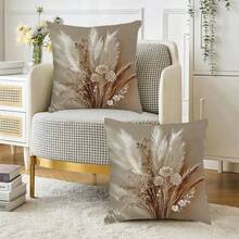 2pcs Floral Pattern Printed Decorative Pillow Covers, Suitable For Christmas Elements, Room Decor, Bedroom Decor, Holiday Decor, Party Decor (Pillow Insert Not Included) (Single-Sided Printing) - Multicolor - View 3