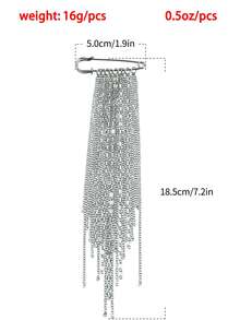 1 chiếc ghim cài áo nhiều dây tua rua kiểu cách, làm từ hợp kim nhôm, kiểu dáng sang trọng, thích hợp cho các bữa tiệc, tiệc tùng, hoặc làm quà tặng. - Bạc - Xem 7