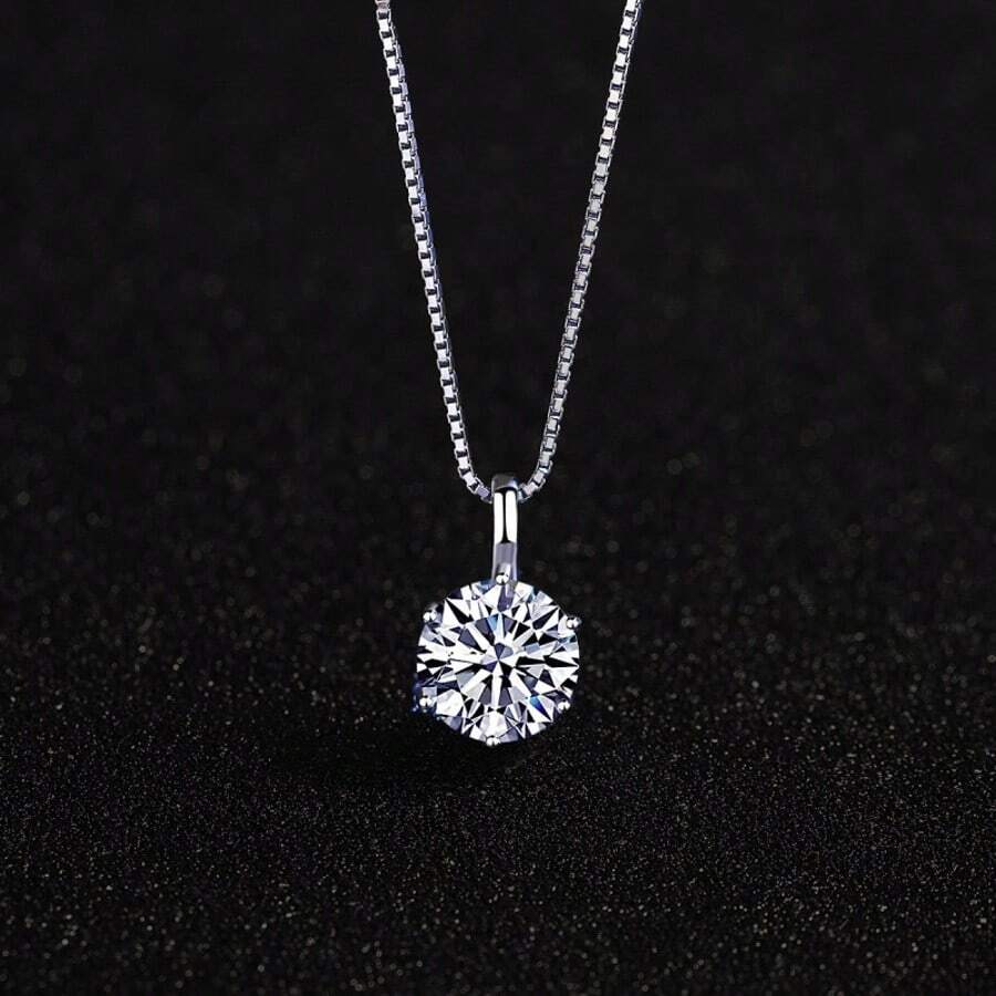 1pc Minimalist Hexagon Faux Diamond-Cut Pendant Necklace, Elegant Jewelry For Everyday Wear ... - Bạc - Xem 1