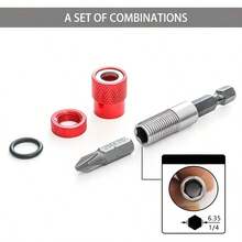 2pcs Adjustable Depth Screwdriver Bit Holder Magnetic Steel Screwdriver Bits For Drywall, 1/4" Hex Shank With 2pcs S2 Screwdriver Bits - One Size - View 4