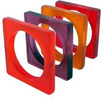 Stackable Acrylic Square Rings, Set Of 4 Rings, 42502403 - Gun Black - View 1