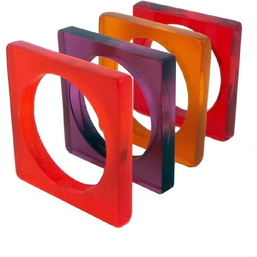 Stackable Acrylic Square Rings, Set Of 4 Rings, 42502403 - Gun Black - View 1