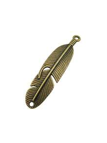 10 pièces Connecteurs de charme de plume 45x11mm pour la fabrication de bracelets, de colliers, de bijoux, d'artisanat fait main - Connecteur plume - Voir 4