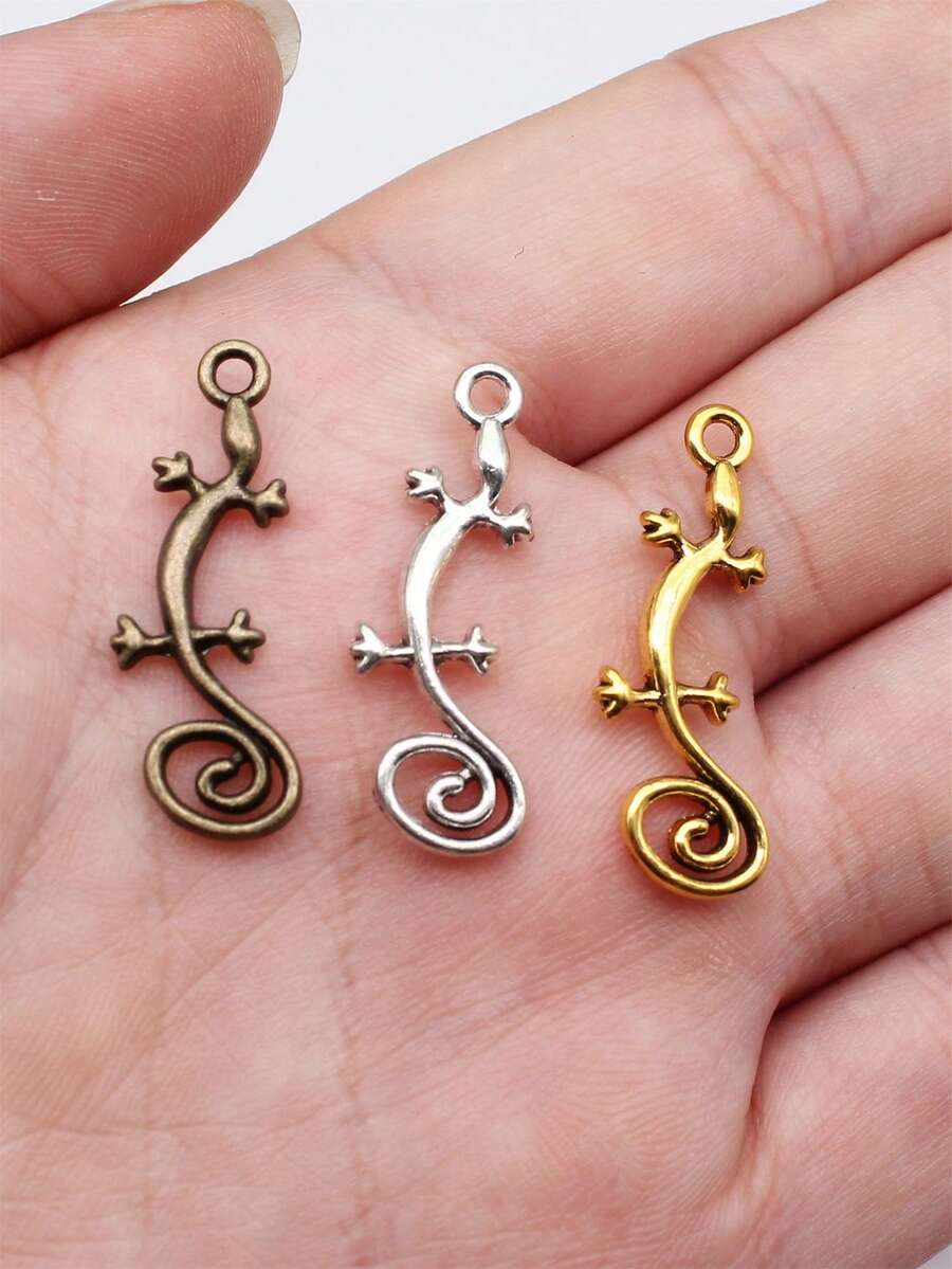 20pcs 29x11mm Gecko Charms Pendant For DIY Jewelry Making Necklace Keychain Phone Chain Bracelet Making Accessories Handmade Craft Making Findings - Lizard - View 1