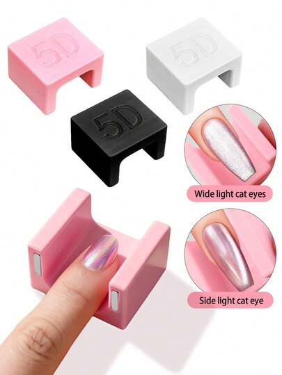 2件套猫眼美甲磁性工具套装，适合初学者（多种颜色可选），包含一个多功能强磁猫眼凝胶指甲油钢珠吸盘美甲设计配件，适用于家庭DIY和美甲沙龙，猫眼磁性美甲工具，美甲用品，专为美甲沙龙设计，是送给朋友或女性的完美礼物。（使用方法：涂抹猫眼凝胶后，将磁铁靠近指甲5-10秒即可达到理想效果。）