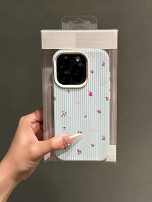 1 chiếc ốp lưng điện thoại TPU chống sốc, màu trắng và xanh nhạt sọc họa tiết quả anh đào và dâu tây, kiểu dáng tối giản, bao phủ toàn bộ bề mặt, tương thích với Apple 17, 16, 15, 14, 13, 12, 11 Pro Max, Air và Series, phiên bản quốc tế, không phải phiên bản nội địa. - Nhiều màu - Xem 4