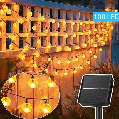 100 LED 32.8ft Solar String Lights, 8 Lighting Modes, Waterproof, Outdoor Decorative Lights For Garden, Yard, Porch, Wedding Party (Warm White), Christmas Decor, Home Christmas Gift