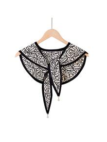 1pc Women's High-End Cashew Oil Painting Style Shawl Cardigan With Pearl Pendant Collar - Multicolor - View 13