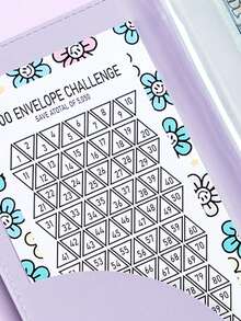 100信封100天存钱挑战手册和迷你预算活页夹，配有现金收纳信封 - 每天存50美元，持续100天，最终存到5050美元 - 可个性化日期/信封系统，情侣挑战现金预算活页笔记本，钱包，收纳袋，零钱包，现金储蓄簿，收藏纪念册，家庭财务账簿，储蓄文件夹，现金收纳袋，财务目标预算规划器，轻松有趣的储蓄计划 - 彩色 - 查看 10