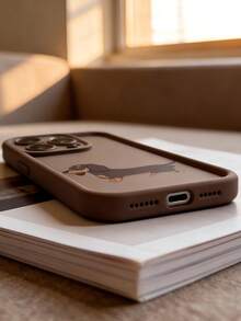 1个创意可爱腊肠犬楼梯框手机壳，兼容 16/17 Pro Max，全包防震保护套，简约设计，卡通风格，完美保护您的手机，也兼容荣耀X7/三星A56 5G/Smart 8/Hot 40/传音Spark 30C/Spark Go 2024/Note 14 5G/摩托罗拉E22/E22i/A54 - 咖色 - 查看 4