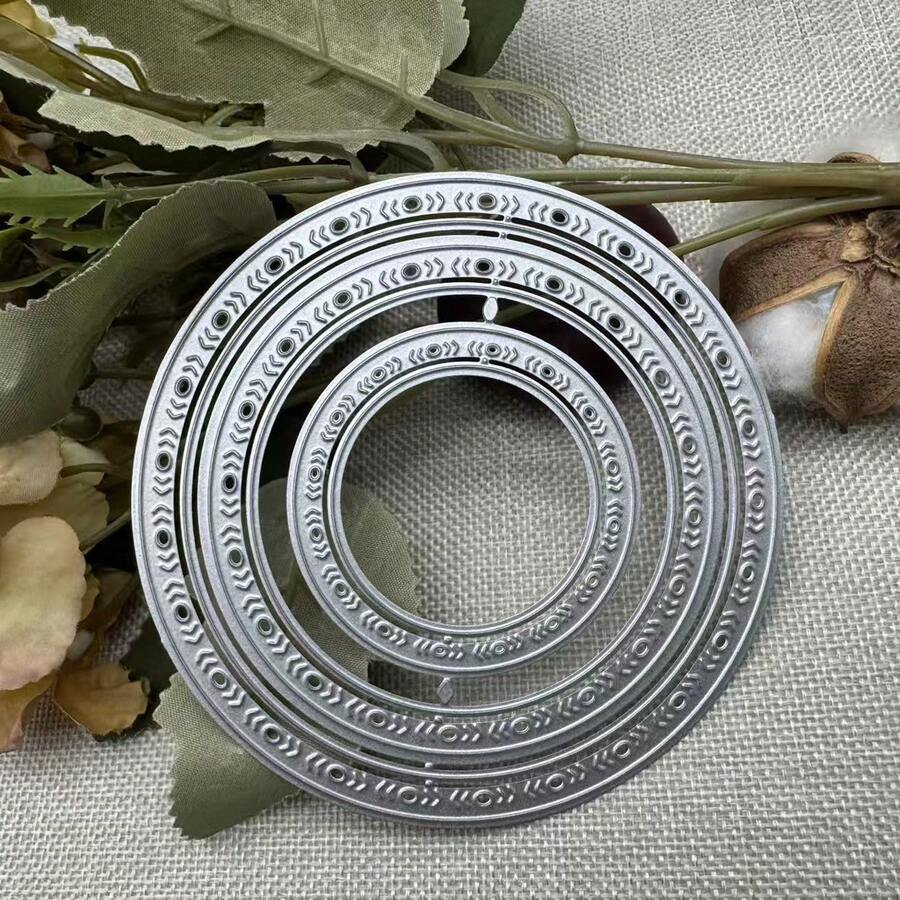 圆形背景板金属切割模具，适用于卡片制作套装、压花纸模切套装、剪贴簿模板、耗材及机器模板 - DX565 - 查看 1