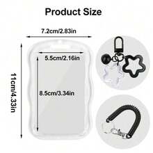 1pc Cute Photo Card Holder Keychain Kpop Photo Card Holder Star Wave Photo Card Keychain Transparent PC Holder Creative Photo Card Holder Metro Bus Student Card Photo Protector, School Supplies, Back To School - A - View 5
