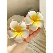 2 Pcs Fashionable And Cute Women's Yellow Plumeria Hair Clips, Plumerias Are Suitable For The Beach, Weddings, Parties, Dates, And Daily Wear. Valentine's Hair Clips, Claw Clips, Hair Claws, Hairpins, Hair Clips, School Items - Nhiều màu - Xem 1