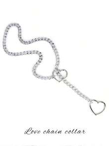 1pc A Sexy Heart Chain Choker, Sexy Lingerie Accessory, Women's Heart Traction Neck Ring, Multi-Layered Tassel Necklace, Punk Metal Chain Body Decoration Chain, Sexy Accessory For Couples, Dates, Parties, And Performances. - Multicolor - 查看 9