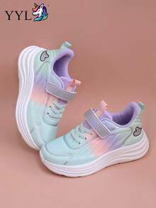 Sepatu Sneakers Anak-Anak Dopamine yang Modis & Cerah dengan Dekorasi Jaring dan Perekat, Ringan, Sepatu Lari Kasual & Nyaman dari Bahan EVA, Cocok untuk Pemakaian Sehari-hari dan Berlari - Purple - View 4