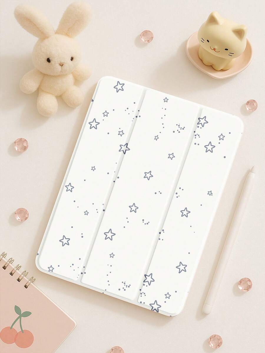 这款精致可爱的卡通蓝星波点双面亚克力水晶透明后盖,防震耐用,适用于iPad第7、8和10代(10.2英寸)。它内置笔槽,支持睡眠/唤醒功能和多种折叠支架模式。是理想的送礼之选。 - 彩色 - 查看 1