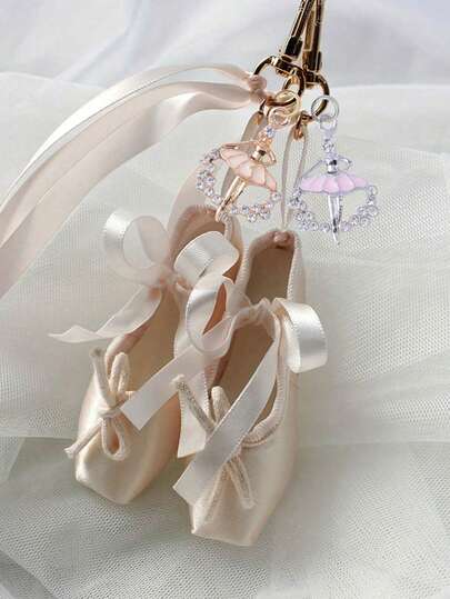 Handgjorda balettskor telefonberlock, mini nyckelring i satinbalettstil, rosa pärlhalsband med balettskor - anpassningsbar och avtagbar, modeaccessoar, personlig present, kan hängas på väskor, researtiklar, jul, halloweenpresent