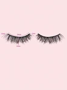 10 Pairs 14mm Criss-Cross False Eyelashes - Black - View 3