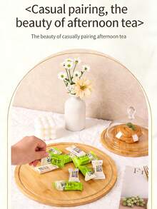 11.5-Inch Large Wooden Tray With Glass Dustproof Cover, Cake & Food Display Stand, Nordic Luxury Minimalist Japanese Style Wooden Tray - Multicolor - View 3