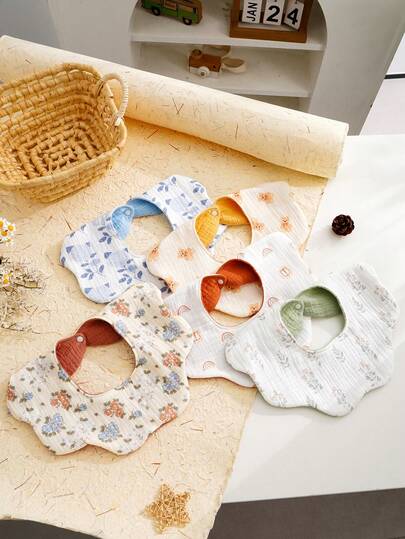 5件套婴儿口水巾，男女宝宝通用，适合流口水和出牙期使用。