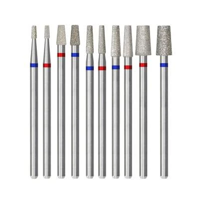 3/32英寸锥形金刚石钻头套装 - 多尺寸美甲清洁钻头套装，适用于电动指甲锉、专业俄式电动指甲锉配件