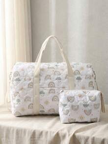 Set de 2 bolsas de pañales impermeables y de gran tamaño para viajes, con múltiples bolsillos - arcoíris - Ver 8