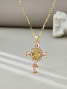 天主教礼品 防褪色金币奖章十字架圣母玛利亚Y2K项链 男女款 - 十字 - 查看 8