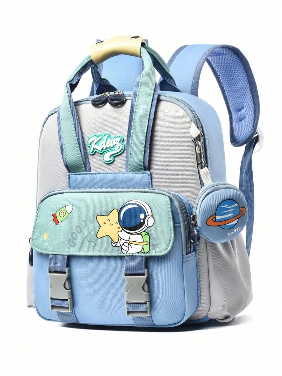 Preppy Style Backpack, New Lightweight And Comfortable, Cute Astronaut Design, Student Bag, Minimalist Versatile Campus Backpack