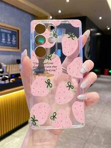 1 ốp lưng điện thoại Android họa tiết chữ dâu tây, bảo vệ camera chính xác, phù hợp với Galaxy S25 Ultra/Galaxy S24 Ultra/S24/S23 Ultra/A56 5G/A55 5G/A52s 5G/A26 5G, Nothing, Pixel, ốp bảo vệ. - Trong sáng - Xem 3