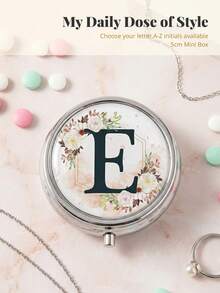 1pc 3-Compartment Portable Pill Case, Polished Metal Material, French Luxury Floral & Letter Print Round Lid Compact Pill Box, Moisture-Proof Carry-On Storage Box, Suitable For Daily Commute, Travel, Elderly, Pregnant Women, Office Workers - one-size - View 17
