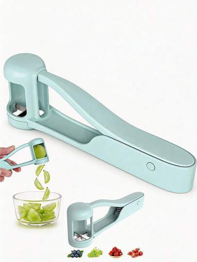 1pc Grape Cutter, Suitable For Toddlers And Infants, Can Cut Grapes, Cherries, Tomatoes, Strawberries Into Quarter Slices, For Vegetable & Fruit Salads, Cake Decorations, Stainless Steel Kitchen Small Tool Fruit Slicer