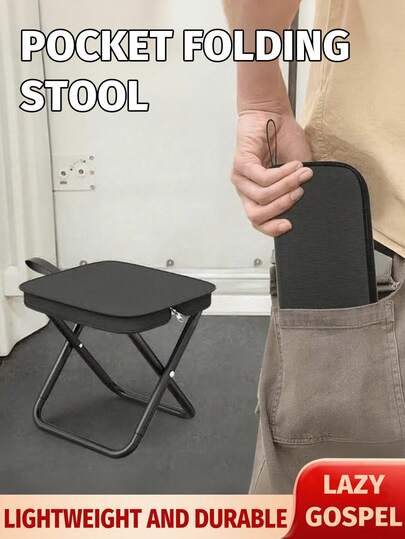 Silla plegable para exteriores, taburete portátil para camping, viajes, vacaciones y pesca, taburete pequeño con cremallera ajustable