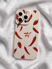 Chili Pepper Painted Hollow Cat Eye Beige Shockproof Phone Case Compatible With Ip17, Ip14pro, Ip14promax, Ip13, Ip13pro, Ip13promax, P11, Ip11promax, Ip12, Ip12pro, Ip12promax, IpXR, IpXS, Ip15, Ip15pro, Ip15promax, Ip16, Ip16pro, Ip16promax, Ip17, Ip17pro, Ip17air, Ip17promax, Premium Protective Phone Case - Multicolor - View 2