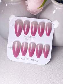 10 Stück handgemachte Nagel Sticker, Nail Art Zubehör, Nageldekoration, Künstliche Nägel, kurze Nägel, Sommer Nägel, Acryl Nagel Sticker, Y2K Stil, rosa Nägel, weiße Nägel, rosa Farbverlauf Nägel mit eingebetteten Strass, minimalistischer eleganter Stil, geeignet für Damen und Mädchen für Partys und den täglichen Gebrauch, inklusive Nagelpflege Werkzeuge. - Pink - Übersicht 3