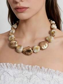 1件时尚优雅几何多色树脂鱼，琥珀树脂，仿绿松石，绿/红/橙/透明花卉图案树脂珠，仿巴洛克不规则珍珠珠，多色花卉图案珠，大理石纹奶油色花卉图案珠，新款海洋元素海星树脂珠，豹纹心形，豹纹圆珠项链，多种款式可选 - 彩色 - 查看 1