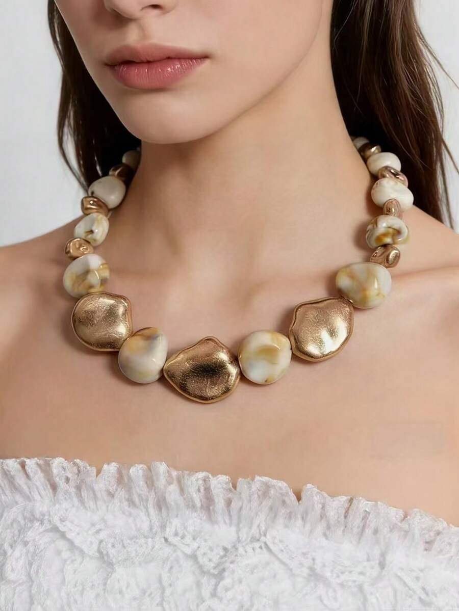 1件时尚优雅几何多色树脂鱼，琥珀树脂，仿绿松石，绿/红/橙/透明花卉图案树脂珠，仿巴洛克不规则珍珠珠，多色花卉图案珠，大理石纹奶油色花卉图案珠，新款海洋元素海星树脂珠，豹纹心形，豹纹圆珠项链，多种款式可选 - 彩色 - 查看 1