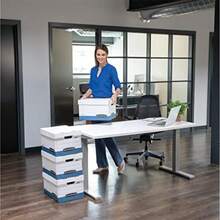 Bankers Box HANG'N'STOR - Cajas de almacenamiento de servicio medio plegables tapa elevable carta paquete de 4 00784 - Azul blanco. - Ver 2