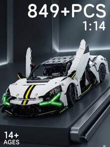 849PCS White 1:14 Supercar Building Kit With Butterfly Doors Hobby Gift - Multicolor - View 8