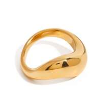 VKHK 1pc 18K Gold Plated Stainless Steel Wavy Ring, Suitable For Women's Daily Wear, Gift - Yellow Gold - View 9
