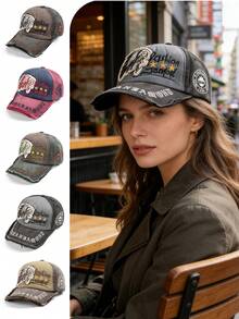 1pc Letter Slogan Street Style Embroidery Print UV Protection Sports Baseball Cap, Unisex Casual Everyday Wear - B - View 15