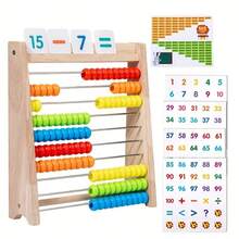 Marco de conteo de madera para matemáticas, juguete de práctica matemática, juguete educativo de madera con tabla de suma y resta, regalo perfecto para diversas ocasiones - Multicolor - Ver 4
