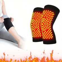 Mugwort Self-Heating Knee Pad, Thermal Knee Support, Suitable For Knee Joint Warmth And Cold Protection In Autumn/Winter, Yoga Pilates Home Exercise Fitness Protection - Black - View 2