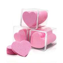 2000/1000/200pcs Nail Cleaning Wipes - Professional Lint-Free Nail Polish Remover Pads, UV Gel Cleansing Tissues, Unscented Manicure Prep And Finishing Cleaning Tool (Heart Shape) - Pink - View 2