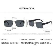 一副男女通用新款无框时尚眼镜，方形镜框，优雅时尚，百搭眼镜 - 黑色 - 查看 3