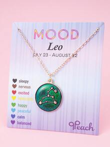 1pc Temperature Sensitive Color Changing 12 Zodiac Pendant Necklace, Fashionable Gold-Plated Zinc Alloy Mood Adjusting Jewelry For Girls - one-size - View 10